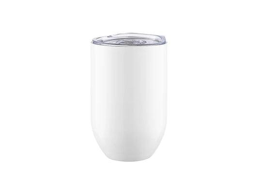 12oz/360ml Sublimation Blanks Straight Stainless Steel Stemless Wine Glass(White)