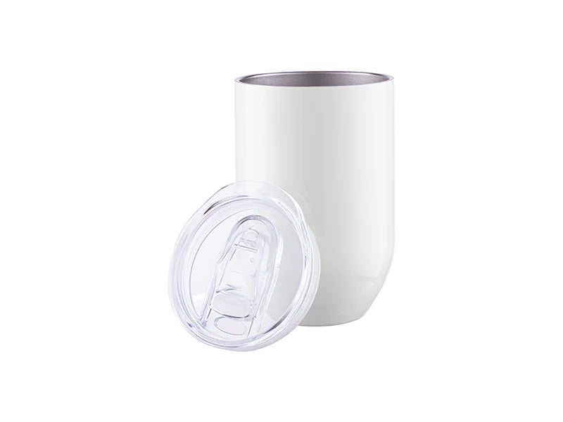 12oz/360ml Sublimation Blanks Straight Stainless Steel Stemless Wine Glass(White)