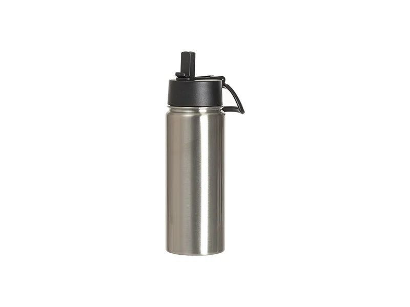 Sublimation 27oz/800ml Stainless Steel Water Bottle w/ Black Straw Lid(Silver, Single Wall)