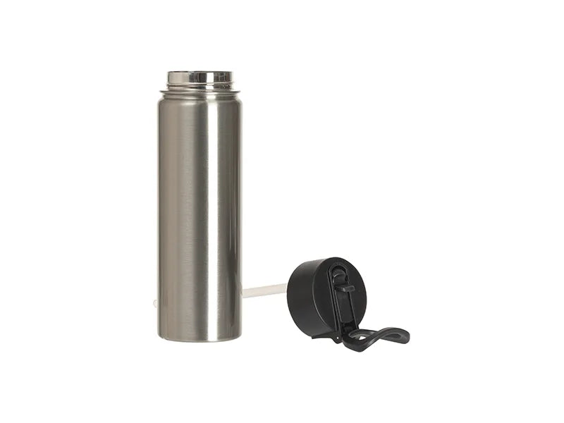 Sublimation 30oz/900ml Stainless Steel Water Bottle w/ Black Straw Lid(Silver, Single Wall)