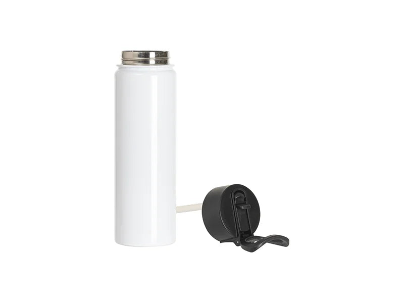 Sublimation 30oz/900ml Stainless Steel Water Bottle w/ Black Straw Lid(White, Single Wall)