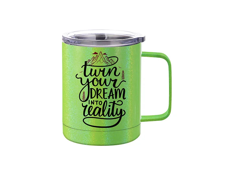 Sublimation 12oz/360ml Glitter Sparkling Stainless Steel Coffee Cup (Green)