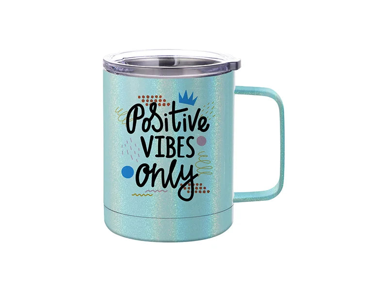 Sublimation 12oz/360ml Glitter Sparkling Stainless Steel Coffee Cup (Light Blue)