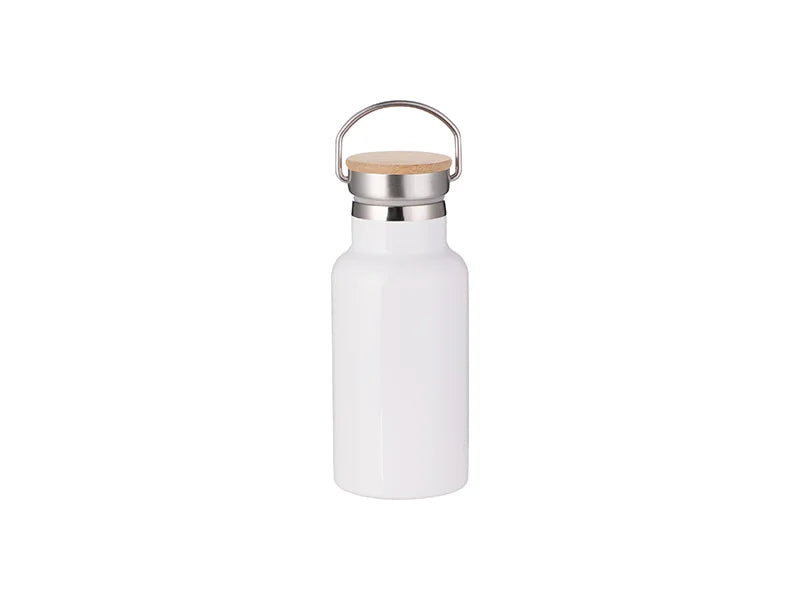 Sublimation 350ml/12oz Portable Bamboo Lid Stainless Steel Bottle (White)