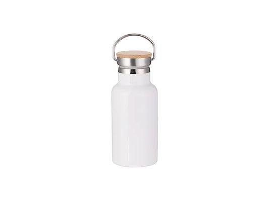 Sublimation 350ml/12oz Portable Bamboo Lid Stainless Steel Bottle (White)