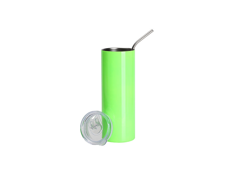 Sublimation Blanks 20oz/600ml Stainless Steel Fluorescent Tumbler with Straw & Lid(Green)