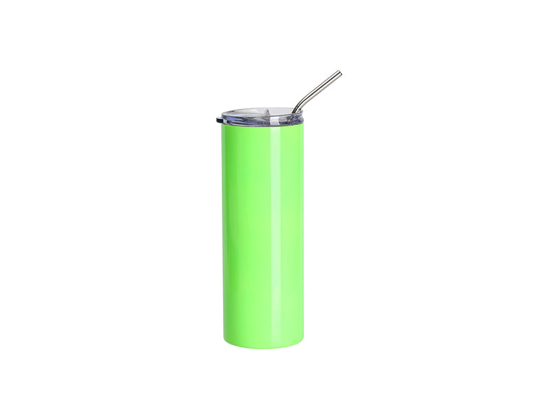 Sublimation Blanks 20oz/600ml Stainless Steel Fluorescent Tumbler with Straw & Lid(Green)