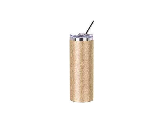 Sublimation 20oz/600ml Glitter Stainless Steel Skinny Tumbler with Straw & Lid (Gold)