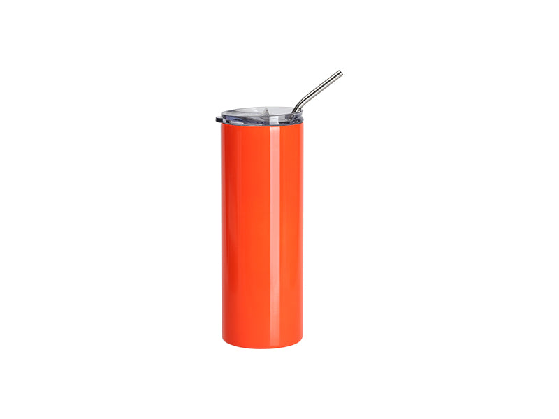 Sublimation Blanks 20oz/600ml Stainless Steel Fluorescent Tumbler with Straw & Lid(Orange)