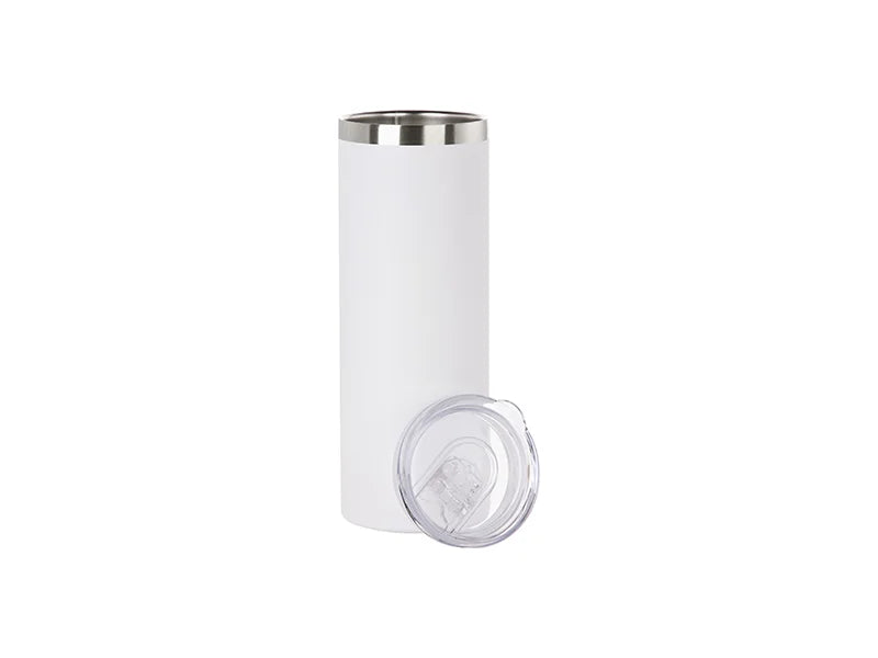 Sublimation Blanks 20oz/600ml Powder Coated SS Tumbler with Straw & Waterproof Flip Lid (White, Matt Sub Coating)