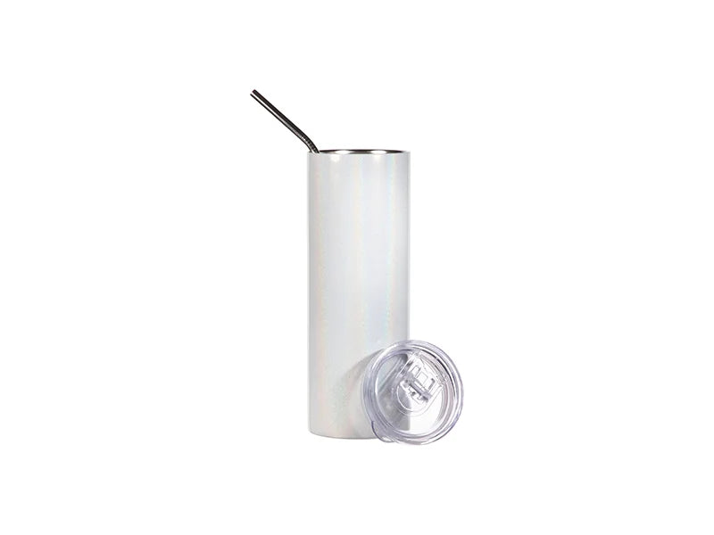 Sublimation 20oz/600ml Glitter Sparkling Stainless Steel Skinny Tumbler w/ Straw (White)