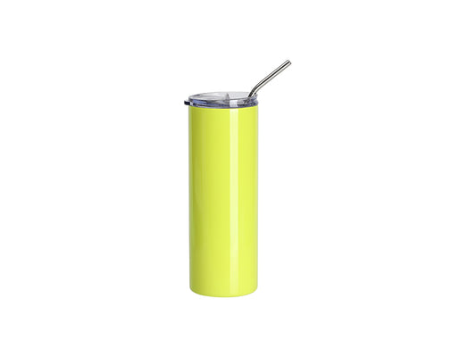 Sublimation Blanks 20oz/600ml Stainless Steel Fluorescent Tumbler with Straw & Lid(Yellow)