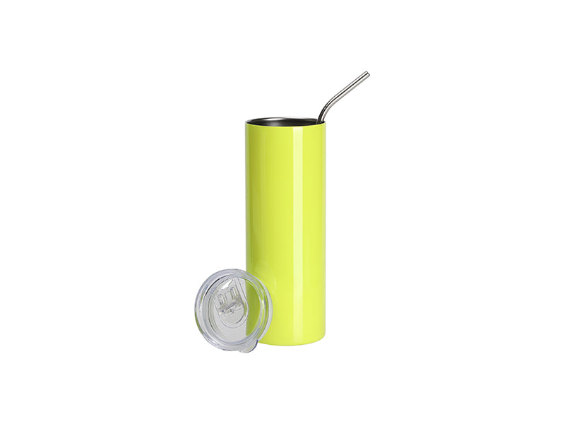 Sublimation Blanks 20oz/600ml Stainless Steel Fluorescent Tumbler with Straw & Lid(Yellow)
