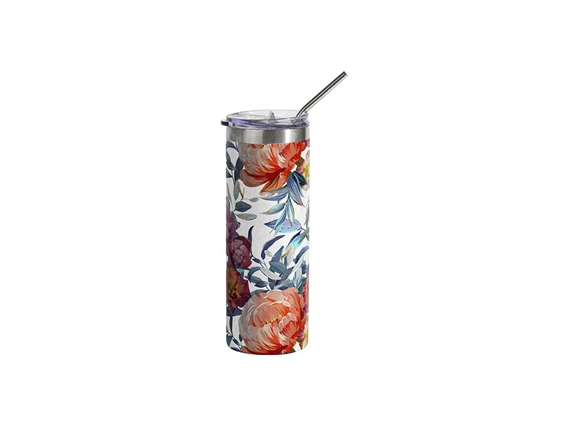 Sublimation 20oz/600ml 3D Puffy Cloud Stainless Steel Skinny Tumbler w/ Straw (White)