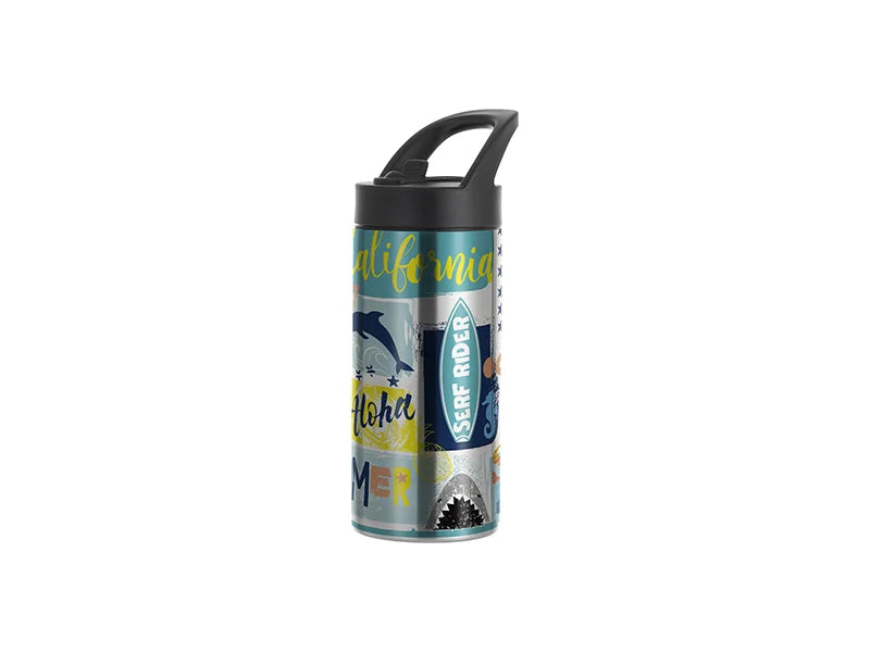 Sublimation Blanks 16oz/480ml Stainless Steel Skinny Tumbler with Black Portable Straw Lid(Silver)