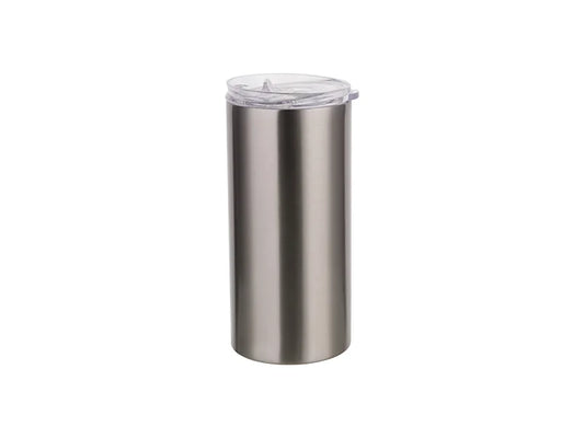 Sublimation 16oz/480ml Stainless Steel Skinny Tumbler with Straw & Lid (Silver)