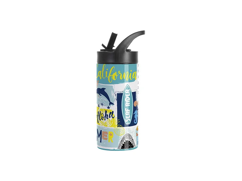 Sublimation 16OZ/480ml Stainless Steel Skinny Tumbler with Black Portable Straw Lid(White)