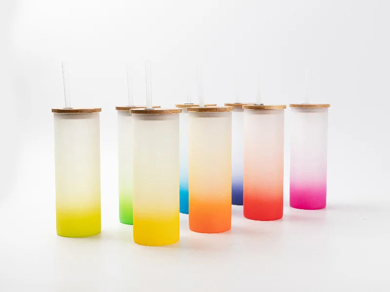 17oz/500ml Sublimation Blanks Glass Skinny Tumbler (Frosted)