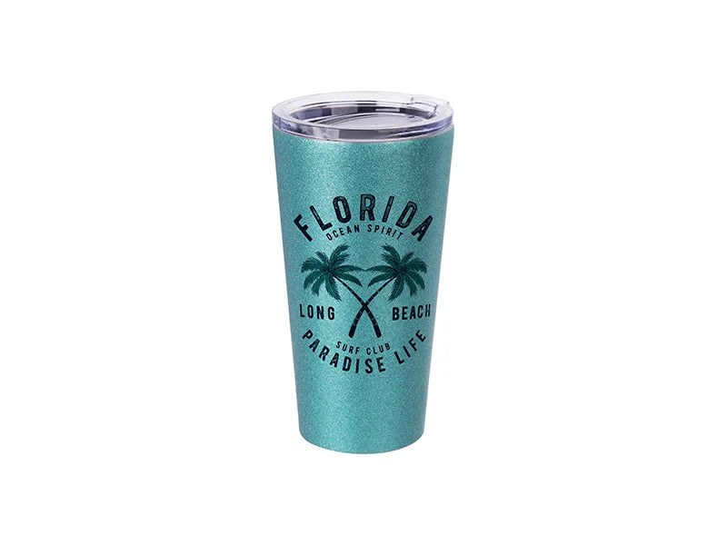 Sublimation 16oz/480ml Glitter Stainless Steel Tumbler w/ Lid (Light Blue)