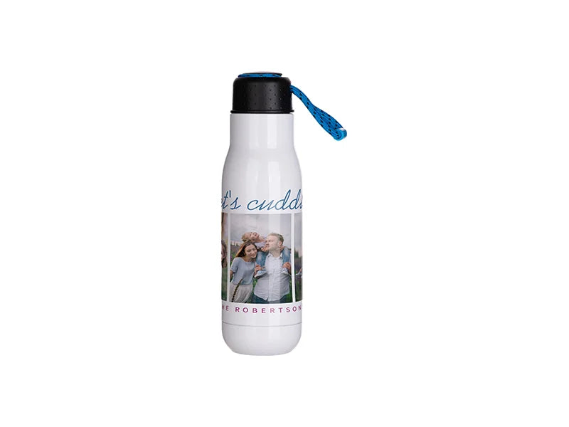 17oz/500ml Sublimation Blanks Stainless Steel Bottle with Portable Lid(White)