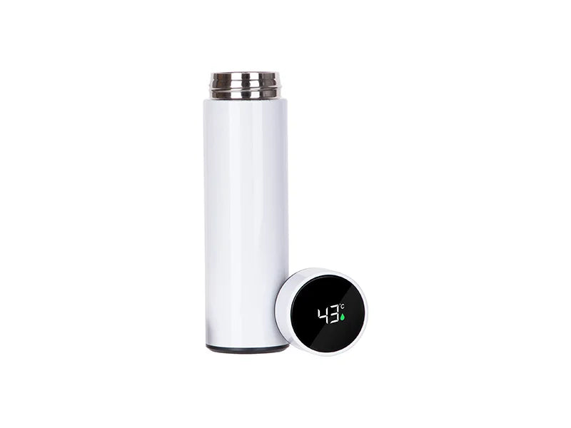 16oz/450ml Sublimation Smart Stainless Steel Flask w/ Temperature Display (White)