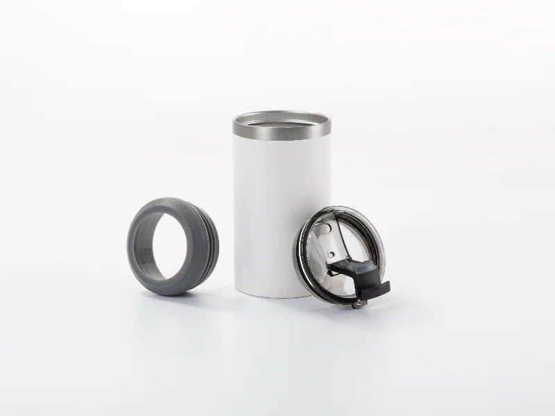Sublimation Blanks 12oz/350ml Powder Coated 4 in 1 SS Can Cooler (White, Matt Sub Coating)