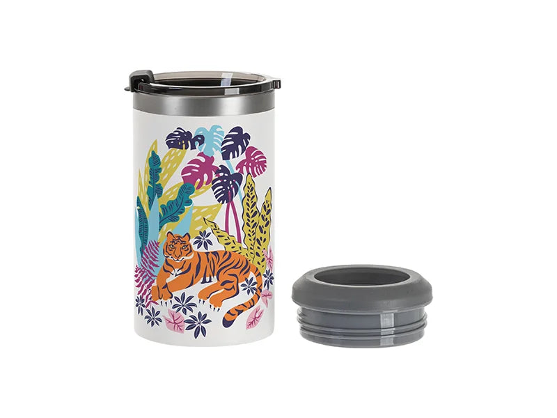 Sublimation Blanks 12oz/350ml Powder Coated 4 in 1 SS Can Cooler (White, Matt Sub Coating)