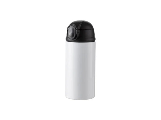 12oz/360ml Sublimation Blanks Kids Stainless Steel Bottle With Silicon Straw & Black Cap (White)