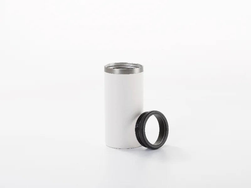 Sublimation Blanks 12oz/350ml Powder Coated Slim Stainless Steel Skinny Can Cooler (White, Matt Sub Coating)
