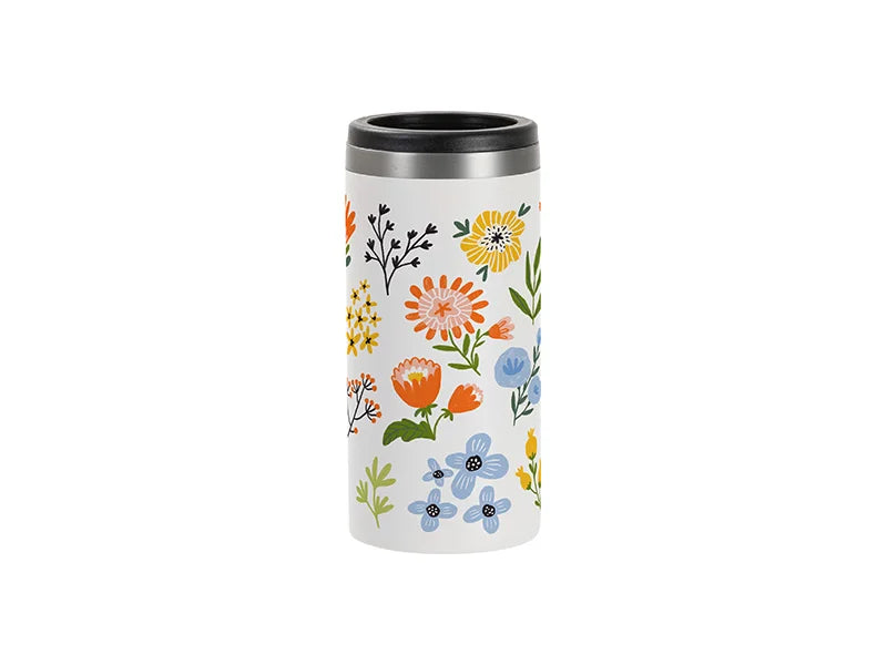 Sublimation Blanks 12oz/350ml Powder Coated Slim Stainless Steel Skinny Can Cooler (White, Matt Sub Coating)