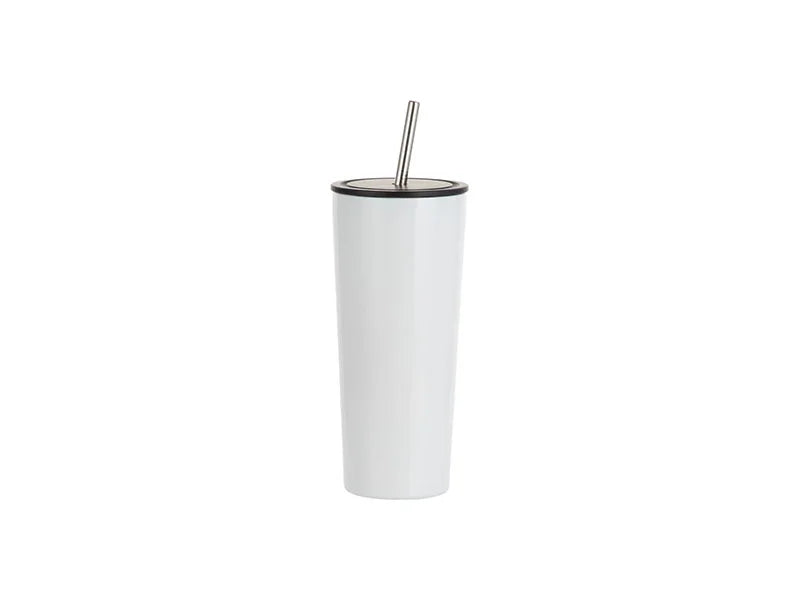 Sublimation 22oz/650ml Stainless Steel Tumbler w/ Straw (White)
