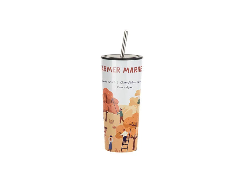 Sublimation 22oz/650ml Stainless Steel Tumbler w/ Straw (White)