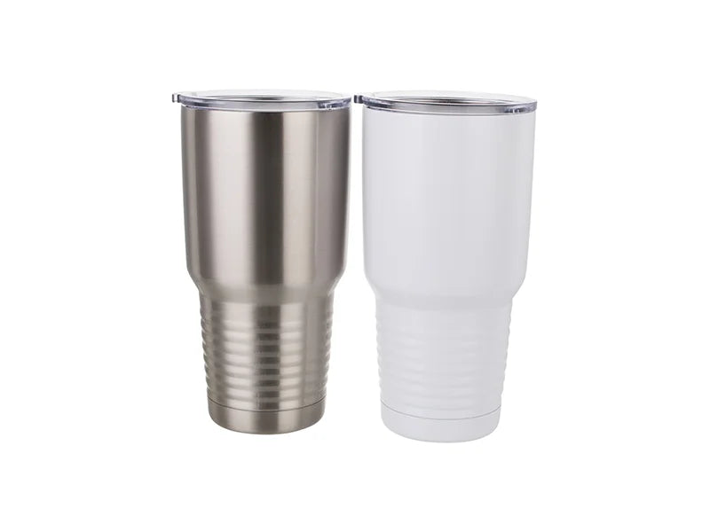 Sublimation 30oz Stainless Steel Tumbler with Ringneck Grip (Silver)