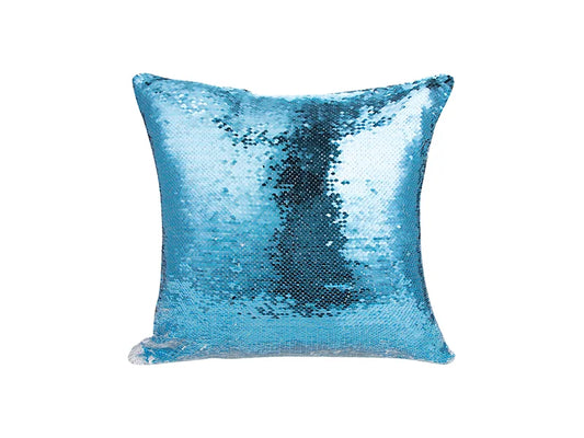 Sublimation Flip Sequin Pillow Cover (Light Blue w/ White, 40*40cm)