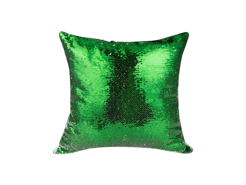 Sublimation Flip Sequin Pillow Cover (White w/ Green)