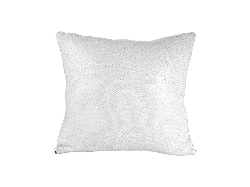 Sublimation Flip Sequin Pillow Cover (White w/ Silver， 40*40cm)