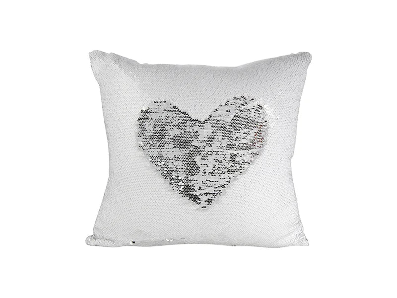 Sublimation Flip Sequin Pillow Cover (White w/ Silver)