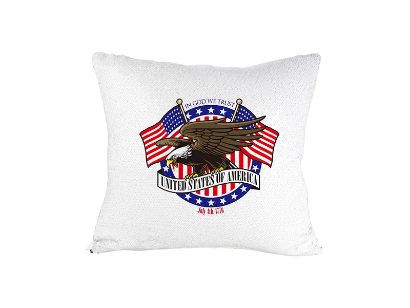 Sublimation Flip Sequin Pillow Cover (White w/ Silver)
