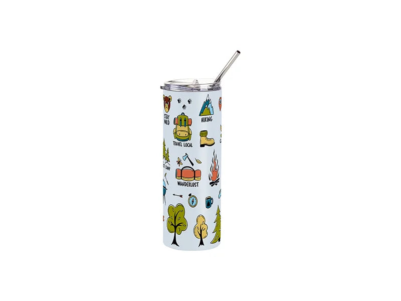 Sublimation 20oz/600ml Stainless Steel Tumbler with Straw & Lid(Matte, Light Blue)
