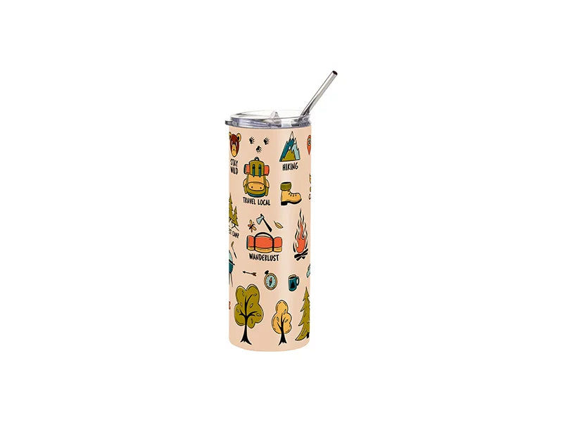 Sublimation 20oz/600ml Stainless Steel Tumbler with Straw & Lid(Matte, Light Pink)