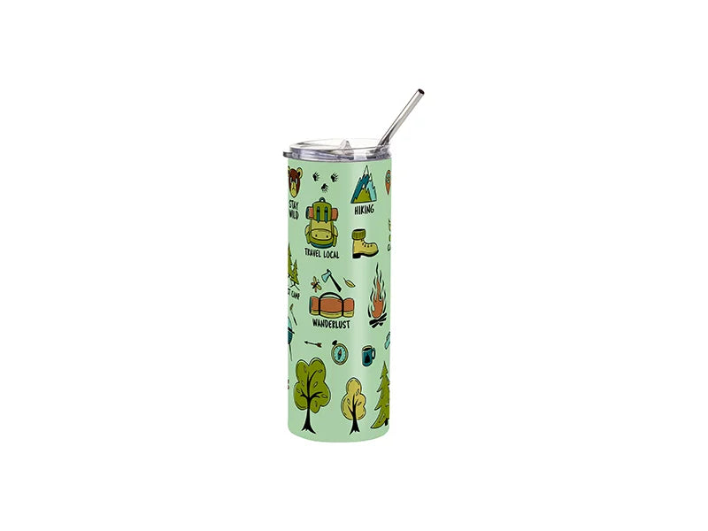 Sublimation 20oz/600ml Stainless Steel Tumbler with Straw & Lid(Matte, Green)