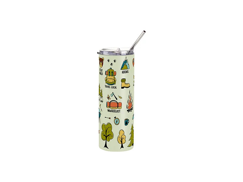 Sublimation 20oz/600ml Stainless Steel Tumbler with Straw & Lid(Matte, Light Green)
