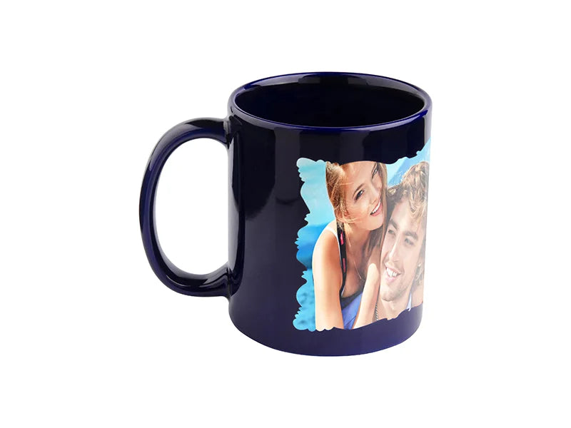 Sublimation 11oz Full Colour Mug(Blue,Stone Shape White Patch)