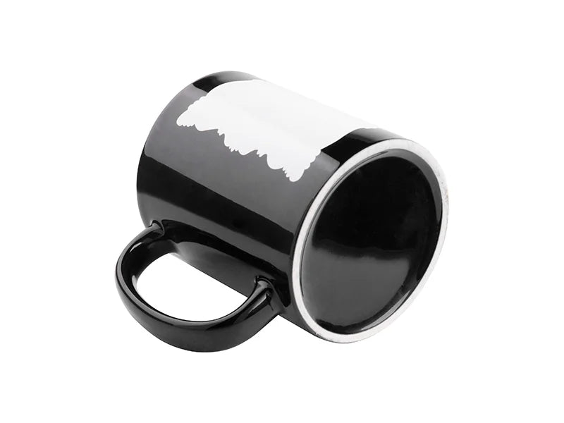 Sublimation Blanks 11oz Full Colour Mug w/ White Patch(Black,Butterfly Shaped)