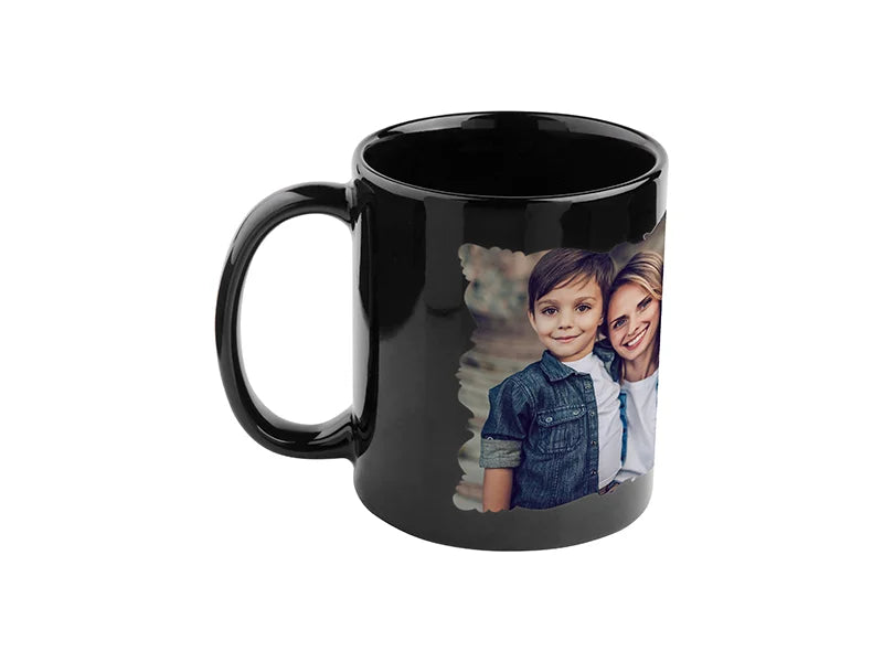 Sublimation Blanks 11oz Full Colour Mug w/ White Patch(Black,Butterfly Shaped)