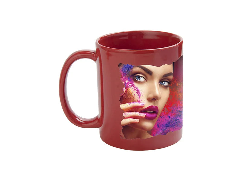 Sublimation 11oz Full Colour Mug w/ White Patch(Red,Butterfly Shaped)