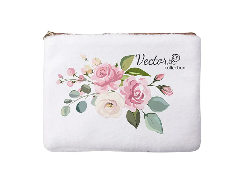 Sublimation Blended Plush Pencil/ Makeup Case(White /Light Blue)