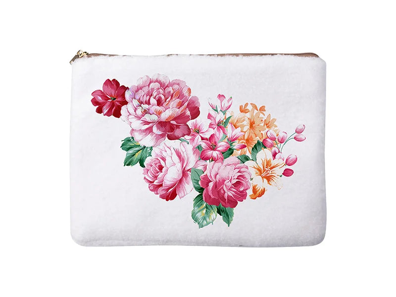 Sublimation Blended Plush Pencil/ Makeup Case(White /Pink)