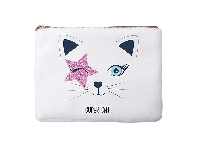 Sublimation Blended Plush Pencil/ Makeup Case(White /White)