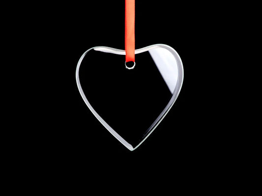 3inch Engraved Glass Ornament (Heart)
